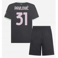 Stroje piłkarskie AC Milan Strahinja Pavlovic #31 Koszulka Trzeciej dla dzieci 2024-25 Krótki Rękaw (+ szorty)